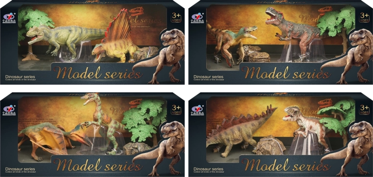 Mundo de dinosaurios, set de figuras de dinosaurios, 4 tipos