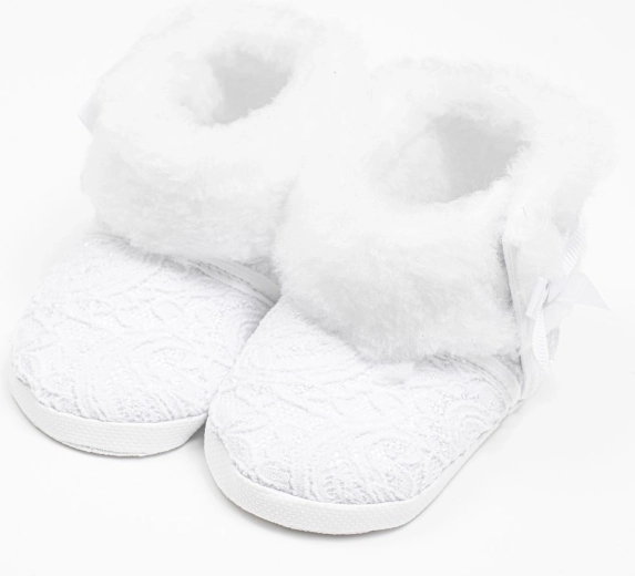 Botas de invierno con encaje para bebé New Baby blancas (0–3 meses)