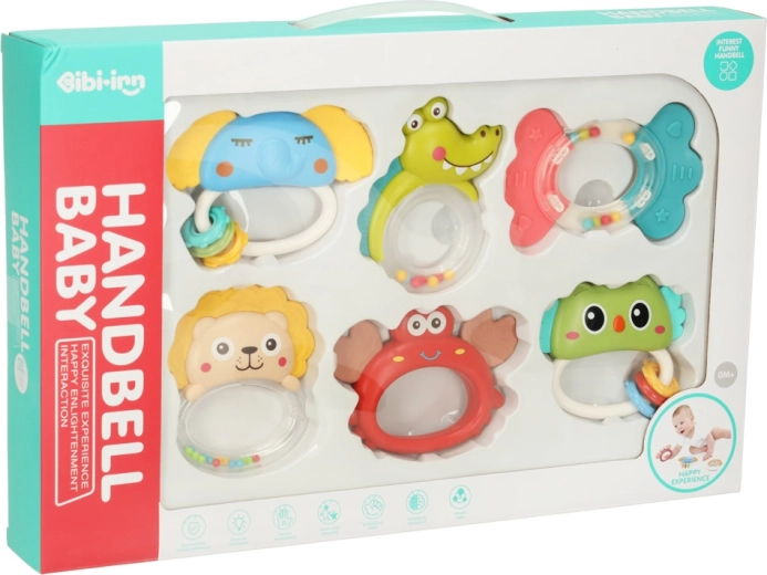 Sonajeros y mordedores sensoriales para bebés, set de 6 piezas BIBI-INN
