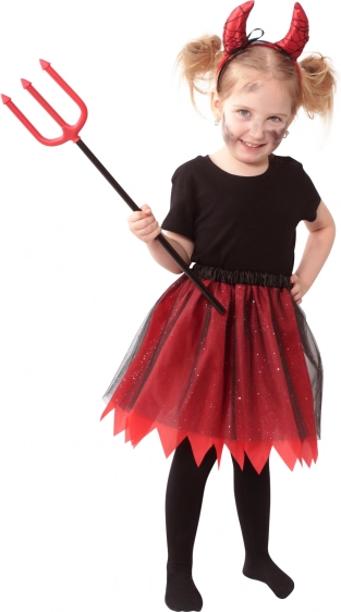 Disfraz infantil de diablita tutu con diadema y cuernos