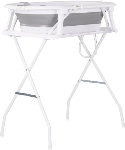 Bañera infantil plegable Chipolino Malibu con cojín y soporte gris