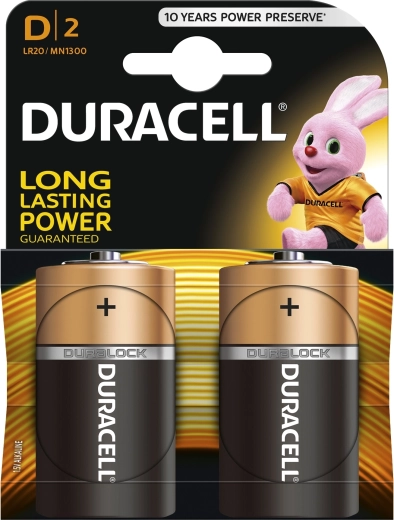 Pilas alcalinas Duracell D 1,5 V, 2 uds