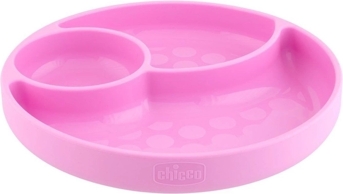 Plato de silicona dividido con ventosa Chicco rosa 12m+