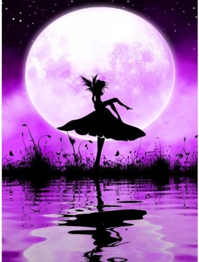 Pintura de diamantes Bailarina junto al estanque 30 × 40 cm