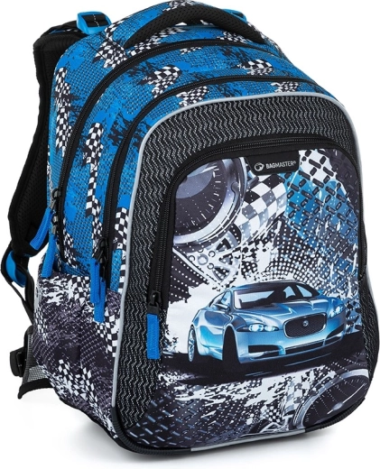 Mochila escolar Bagmaster LUMI 23 D Coche Azul