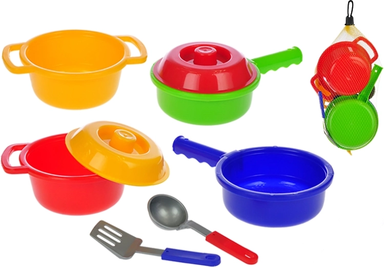Set infantil de utensilios de cocina, 8 piezas en malla