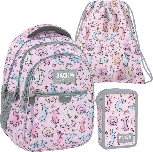 BackUP Cute Dogs set escolar 3 en 1 – mochila, estuche equipado y bolsa