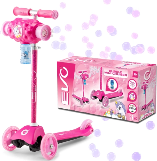 EVO Bubblz Mini Cruiser patinete infantil de tres ruedas con pompas de jabón, rosa