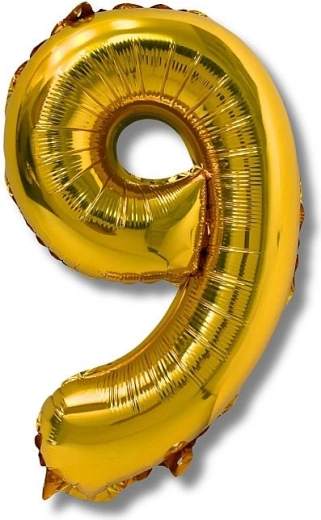 Globo de foil con número 9, 40 cm, dorado
