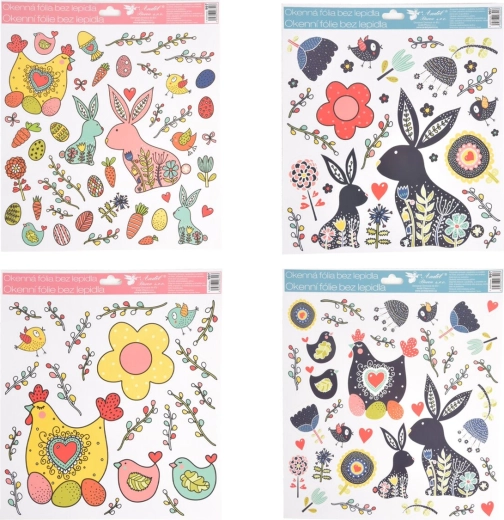 Película decorativa para ventana de Pascua 30 × 34 cm (mix de 4 motivos)