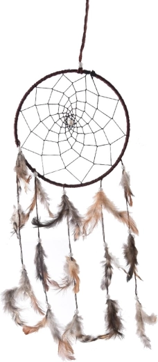 Atrapasueños de algodón con plumas – Marrón