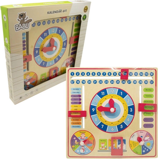 Calendario educativo de madera BABU 6 en 1