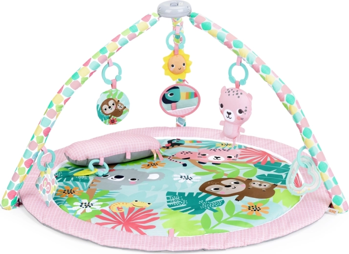 Manta de actividades Bright Starts para el desarrollo motor y sensorial Pop ’N Wiggle Rosy Rainforest