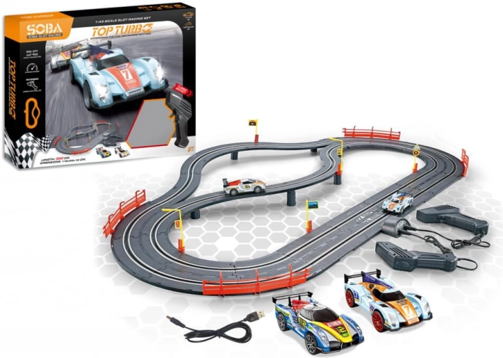 Pista de carreras con 2 coches 300 cm