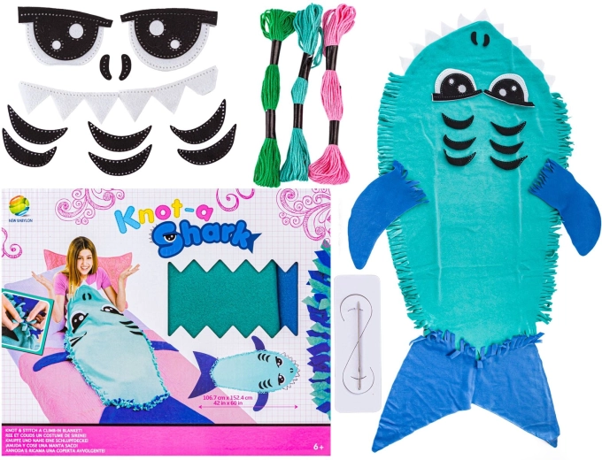 Kit creativo de costura DIY: saco de dormir/manta de peluche tiburón