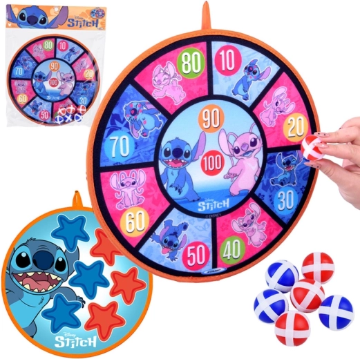 Diana de velcro de doble cara STITCH 36 cm + 6 pelotas de 4 cm