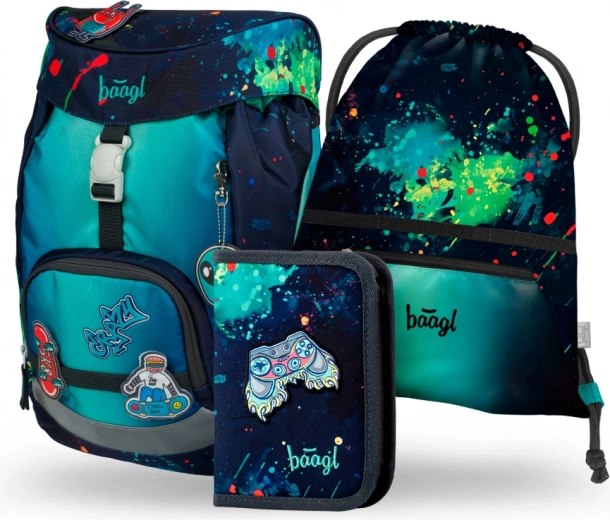 Set escolar BAAGL Airy Chill: mochila, estuche, bolsa
