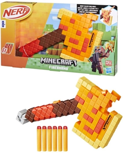 Nerf Minecraft Firebrand lanzador de espuma en forma de hacha