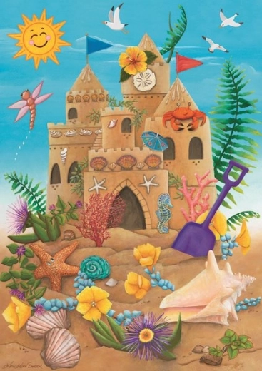 Puzzle "Castillo de arena bajo los rayos del sol" 35 piezas