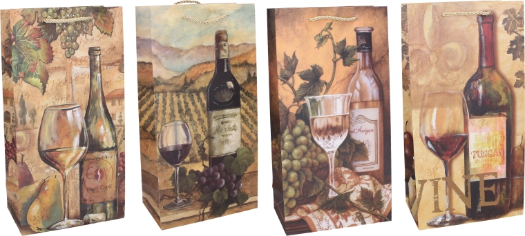 Bolsa de regalo para 2 botellas M, 18 × 35 × 9 cm, para todo el año