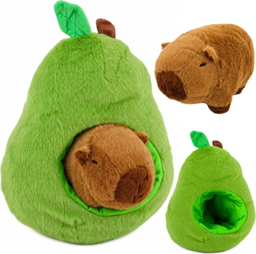 Aguacate de peluche verde con capibara 2 en 1 25 cm