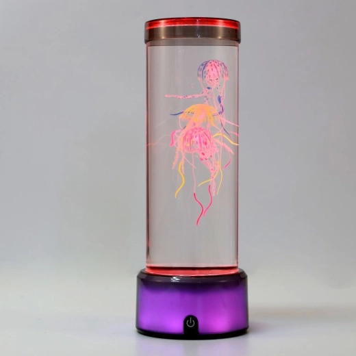Lámpara LED con medusas flotantes que cambian de color, 33 cm