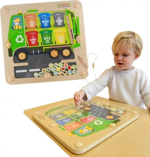 Masterkidz tablero magnético para clasificar residuos – camión de reciclaje Montessori