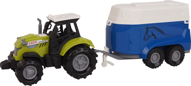 Tractor de granja con remolque para caballo con sonidos y luces