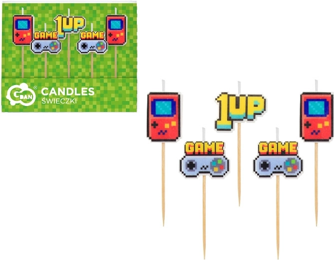 Velas de cumpleaños Game On con toppers, 5 unidades