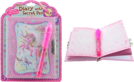 Diario secreto de unicornio con bolígrafo luminoso y candado
