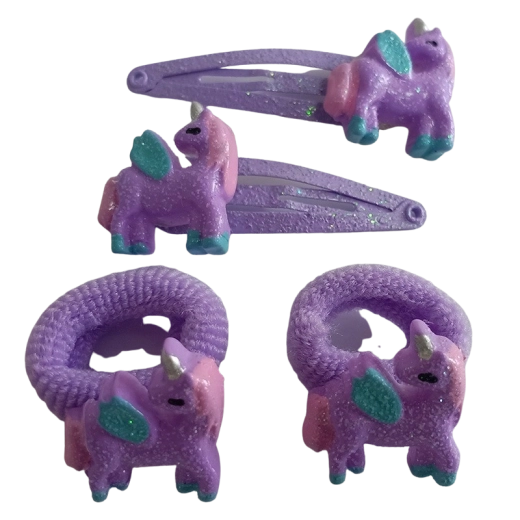 Set de gomas y pinzas para el pelo infantiles