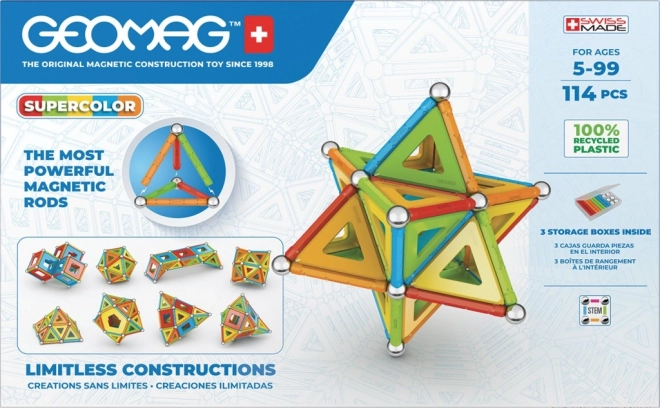 GEOMAG Supercolor juego de construcción magnético de 114 piezas
