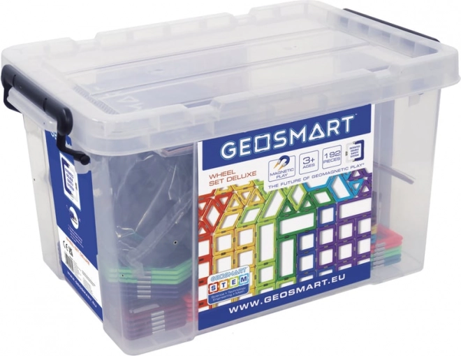Juego de construcción magnético GeoSmart Deluxe Set con ruedas