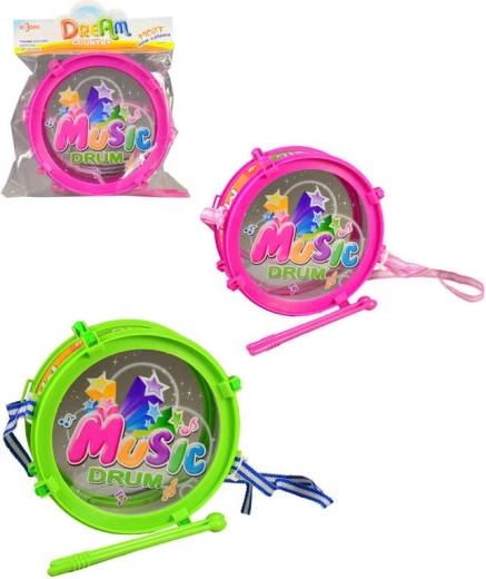 Tambor infantil de plástico de 20 cm con 2 baquetas - 1 pieza