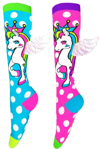 Calcetines hasta la rodilla locos con unicornio volador MADMIA