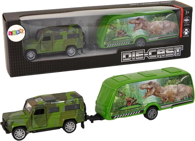 Juguete Jeep con remolque de dinosaurios