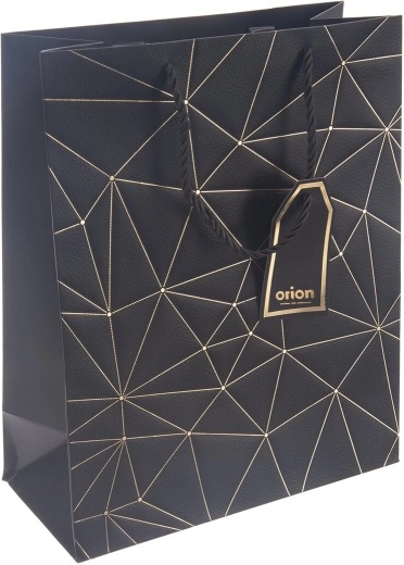 Bolsa de papel para regalo con motivo de rejilla negra 26 × 12 × 32 cm