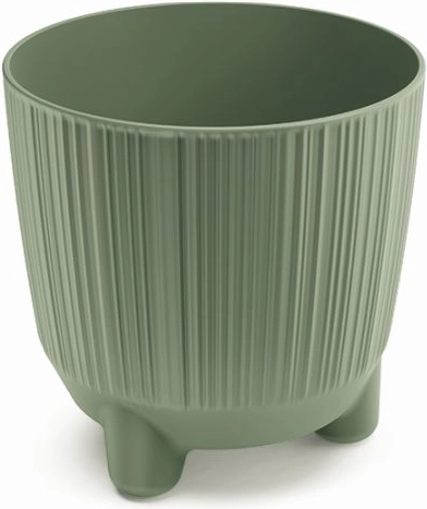 Maceta con patas de plástico resistente – verde tierra, 12,6 cm