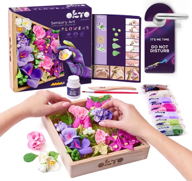 Okto inspiration kit creativo para modelar flores en marco de madera 21 × 21 cm