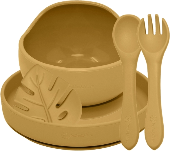 Petite&Mars set de alimentación de silicona Take&Match 4 uds intense ochre 6m+