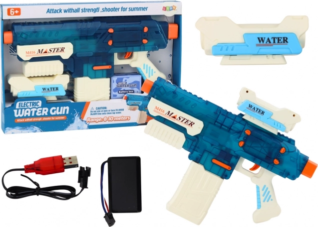 Pistola de agua M416 con batería, 500 ml, alcance 8-10 m