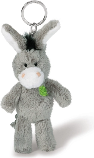 Llavero Nici de peluche: burro con trébol verde de cuatro hojas