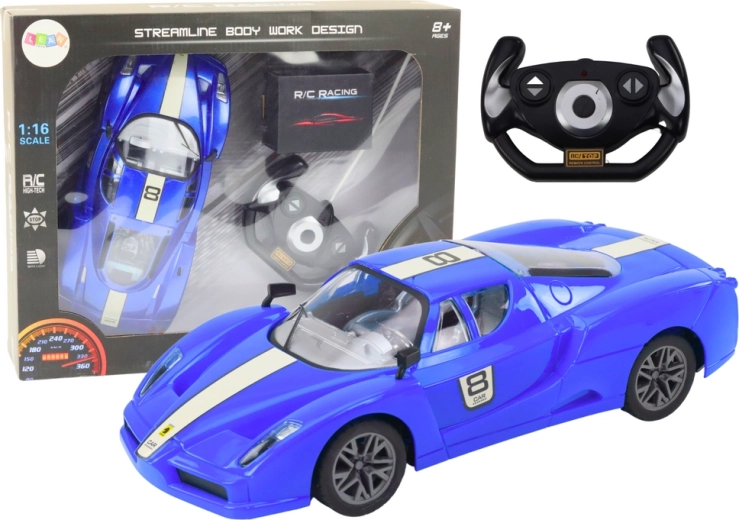 Coche deportivo RC 1:16, azul