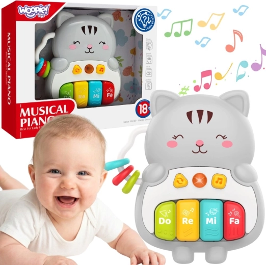Piano interactivo Woopie gatito con luz y sonidos