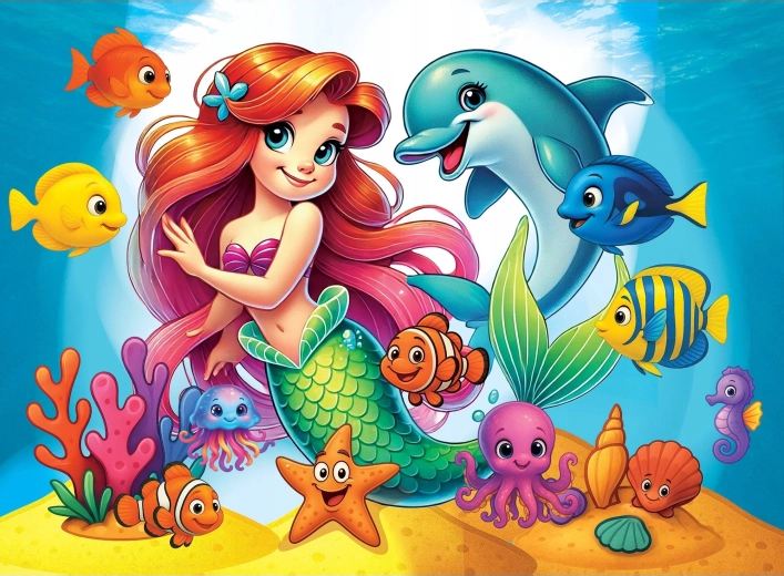 Puzzle de madera sirena marina y delfín 40 piezas WOODEN CITY