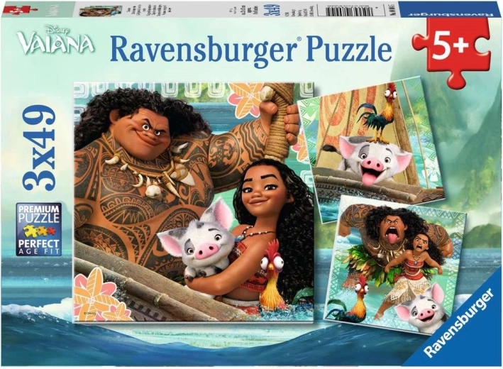 Puzzle Ravensburger Vaiana Valiente: Viaje a la aventura 3×49 piezas