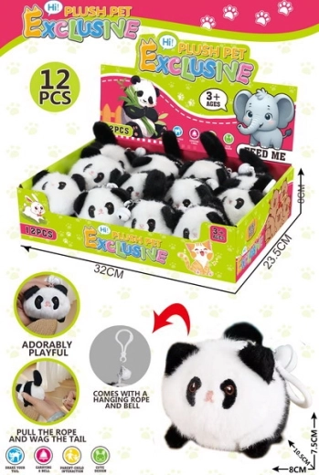 Llavero de peluche con mecanismo retráctil panda 10,5 cm