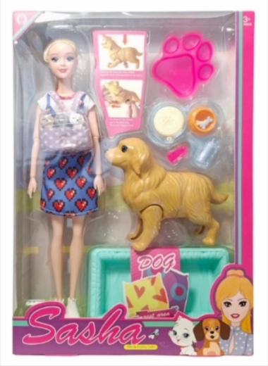 Muñeca con perro y cachorros – parto interactivo