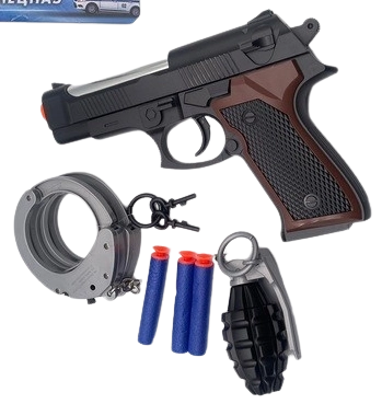 Pistola policial con accesorios