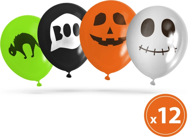 Set de globos de Halloween con 4 motivos, 12 unidades